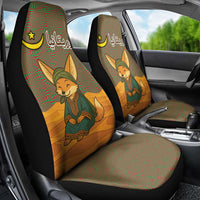 Mauritania Car Seat Cover with Cute Fennec Fox and Arabic Calligraphy Desert Design