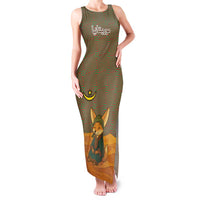 Mauritania Family Matching Tank Maxi Dress and Hawaiian Shirt with Cute Fennec Fox and Arabic Calligraphy Desert Design