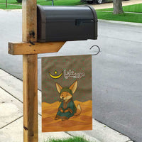 Mauritania Garden Flag with Cute Fennec Fox and Arabic Calligraphy Desert Design