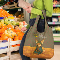 Mauritania Grocery Bag with Cute Fennec Fox and Arabic Calligraphy Desert Design