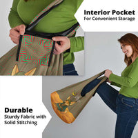 Mauritania Grocery Bag with Cute Fennec Fox and Arabic Calligraphy Desert Design