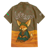 Mauritania Hawaiian Shirt with Cute Fennec Fox and Arabic Calligraphy Desert Design