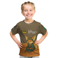 Mauritania Kid T Shirt with Cute Fennec Fox and Arabic Calligraphy Desert Design