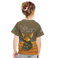 Mauritania Kid T Shirt with Cute Fennec Fox and Arabic Calligraphy Desert Design