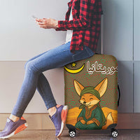 Mauritania Luggage Cover with Cute Fennec Fox and Arabic Calligraphy Desert Design