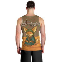 Mauritania Men Tank Top with Cute Fennec Fox and Arabic Calligraphy Desert Design