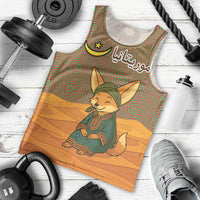 Mauritania Men Tank Top with Cute Fennec Fox and Arabic Calligraphy Desert Design