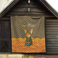 Mauritania Quilt with Cute Fennec Fox and Arabic Calligraphy Desert Design