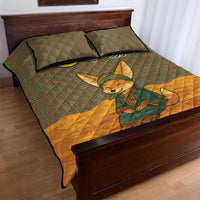 Mauritania Quilt Bed Set with Cute Fennec Fox and Arabic Calligraphy Desert Design