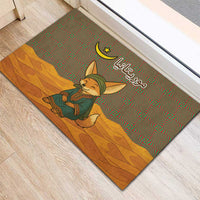 Mauritania Rubber Doormat with Cute Fennec Fox and Arabic Calligraphy Desert Design
