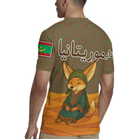 Mauritania Rugby Jersey with Cute Fennec Fox and Arabic Calligraphy Desert Design