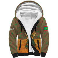 Mauritania Sherpa Hoodie with Cute Fennec Fox and Arabic Calligraphy Desert Design