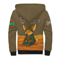Mauritania Sherpa Hoodie with Cute Fennec Fox and Arabic Calligraphy Desert Design