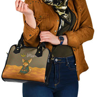 Mauritania Shoulder Handbag with Cute Fennec Fox and Arabic Calligraphy Desert Design