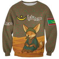 Mauritania Sweatshirt with Cute Fennec Fox and Arabic Calligraphy Desert Design