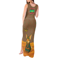 Mauritania Tank Maxi Dress with Cute Fennec Fox and Arabic Calligraphy Desert Design