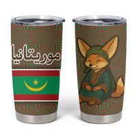 Mauritania Tumbler Cup with Cute Fennec Fox and Arabic Calligraphy Desert Design
