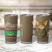 Mauritania Tumbler Cup with Cute Fennec Fox and Arabic Calligraphy Desert Design