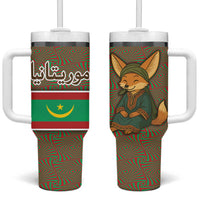 Mauritania Tumbler With Handle with Cute Fennec Fox and Arabic Calligraphy Desert Design