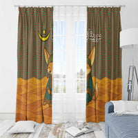 Mauritania Window Curtain with Cute Fennec Fox and Arabic Calligraphy Desert Design