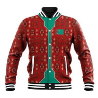 Turkmenistan Traditional Carpet Pattern Baseball Jacket with National Flag