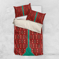 Turkmenistan Traditional Carpet Pattern Bedding Set with National Flag