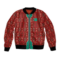 Turkmenistan Traditional Carpet Pattern Bomber Jacket with National Flag