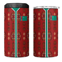 Turkmenistan Traditional Carpet Pattern 4 in 1 Can Cooler Tumbler with National Flag