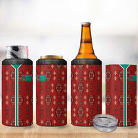 Turkmenistan Traditional Carpet Pattern 4 in 1 Can Cooler Tumbler with National Flag