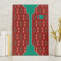 Turkmenistan Traditional Carpet Pattern Canvas Wall Art with National Flag