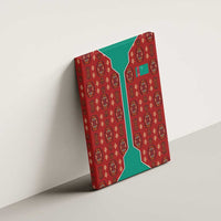 Turkmenistan Traditional Carpet Pattern Canvas Wall Art with National Flag