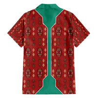 Turkmenistan Traditional Carpet Pattern Family Matching Puletasi and Hawaiian Shirt with National Flag