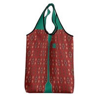 Turkmenistan Traditional Carpet Pattern Grocery Bag with National Flag