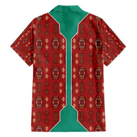 Turkmenistan Traditional Carpet Pattern Hawaiian Shirt with National Flag