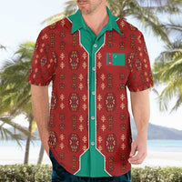 Turkmenistan Traditional Carpet Pattern Hawaiian Shirt with National Flag