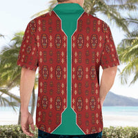 Turkmenistan Traditional Carpet Pattern Hawaiian Shirt with National Flag