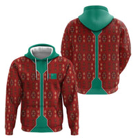 Turkmenistan Traditional Carpet Pattern Hoodie with National Flag