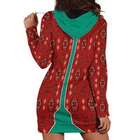 Turkmenistan Traditional Carpet Pattern Hoodie Dress with National Flag