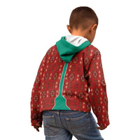 Turkmenistan Traditional Carpet Pattern Kid Hoodie with National Flag