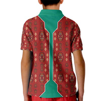 Turkmenistan Traditional Carpet Pattern Kid Polo Shirt with National Flag