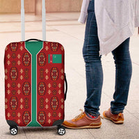 Turkmenistan Traditional Carpet Pattern Luggage Cover with National Flag
