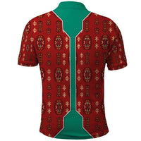 Turkmenistan Traditional Carpet Pattern Polo Shirt with National Flag