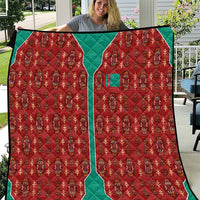 Turkmenistan Traditional Carpet Pattern Quilt with National Flag