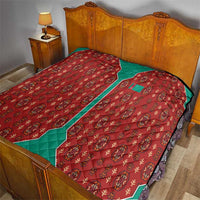 Turkmenistan Traditional Carpet Pattern Quilt with National Flag