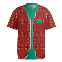 Turkmenistan Traditional Carpet Pattern Rugby Jersey with National Flag