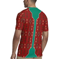 Turkmenistan Traditional Carpet Pattern Rugby Jersey with National Flag