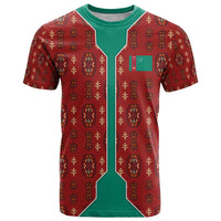 Turkmenistan Traditional Carpet Pattern T Shirt with National Flag