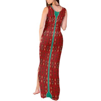 Turkmenistan Traditional Carpet Pattern Tank Maxi Dress with National Flag