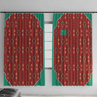 Turkmenistan Traditional Carpet Pattern Window Curtain with National Flag