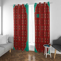 Turkmenistan Traditional Carpet Pattern Window Curtain with National Flag